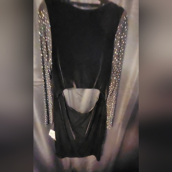 City Studio Black Dress with Glittering Sleeves - Picture 5 of 6